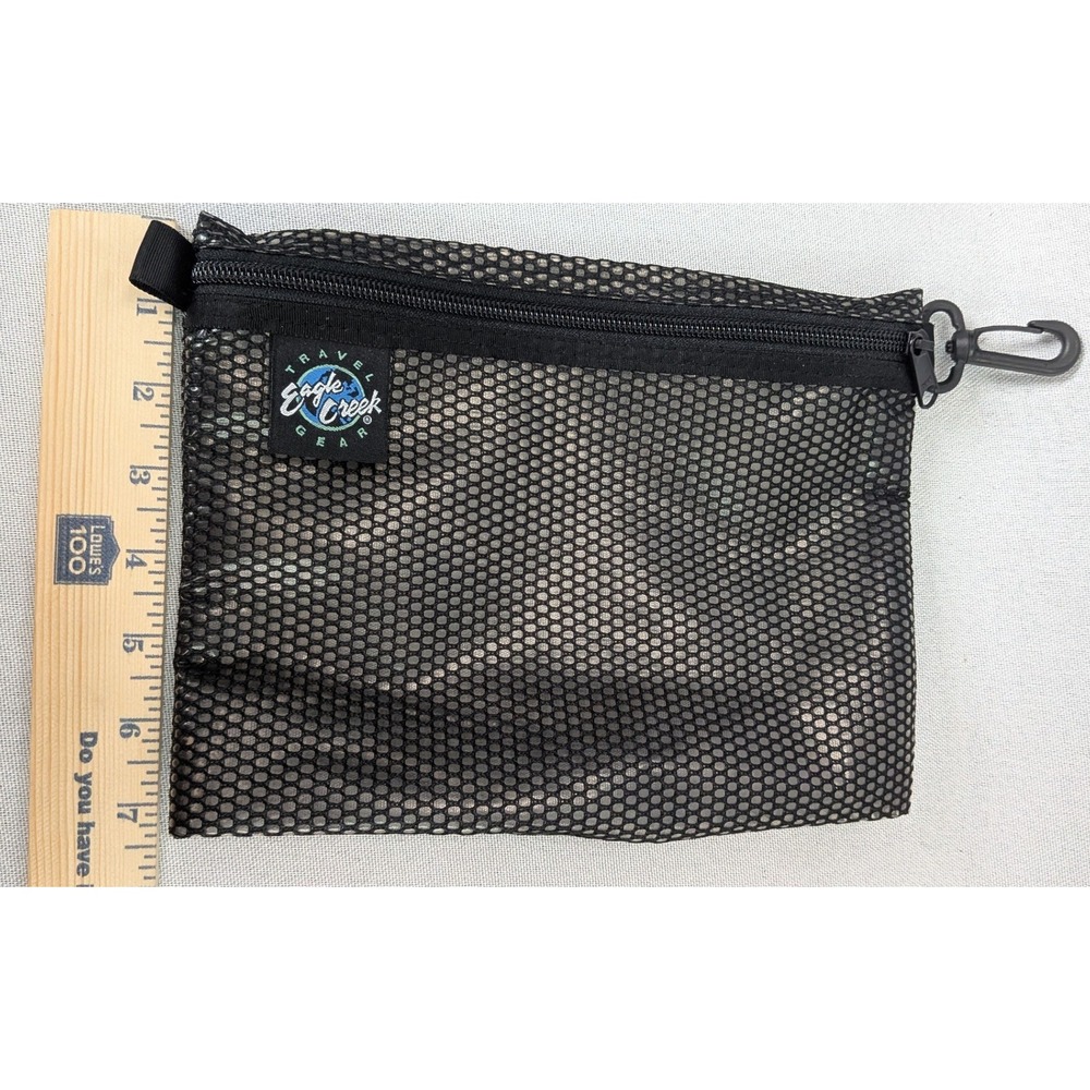 Eagle Creek Travel Organizer Pouches Set of 3 Black Mesh Excellent Zipper Clips - Picture 10 of 11